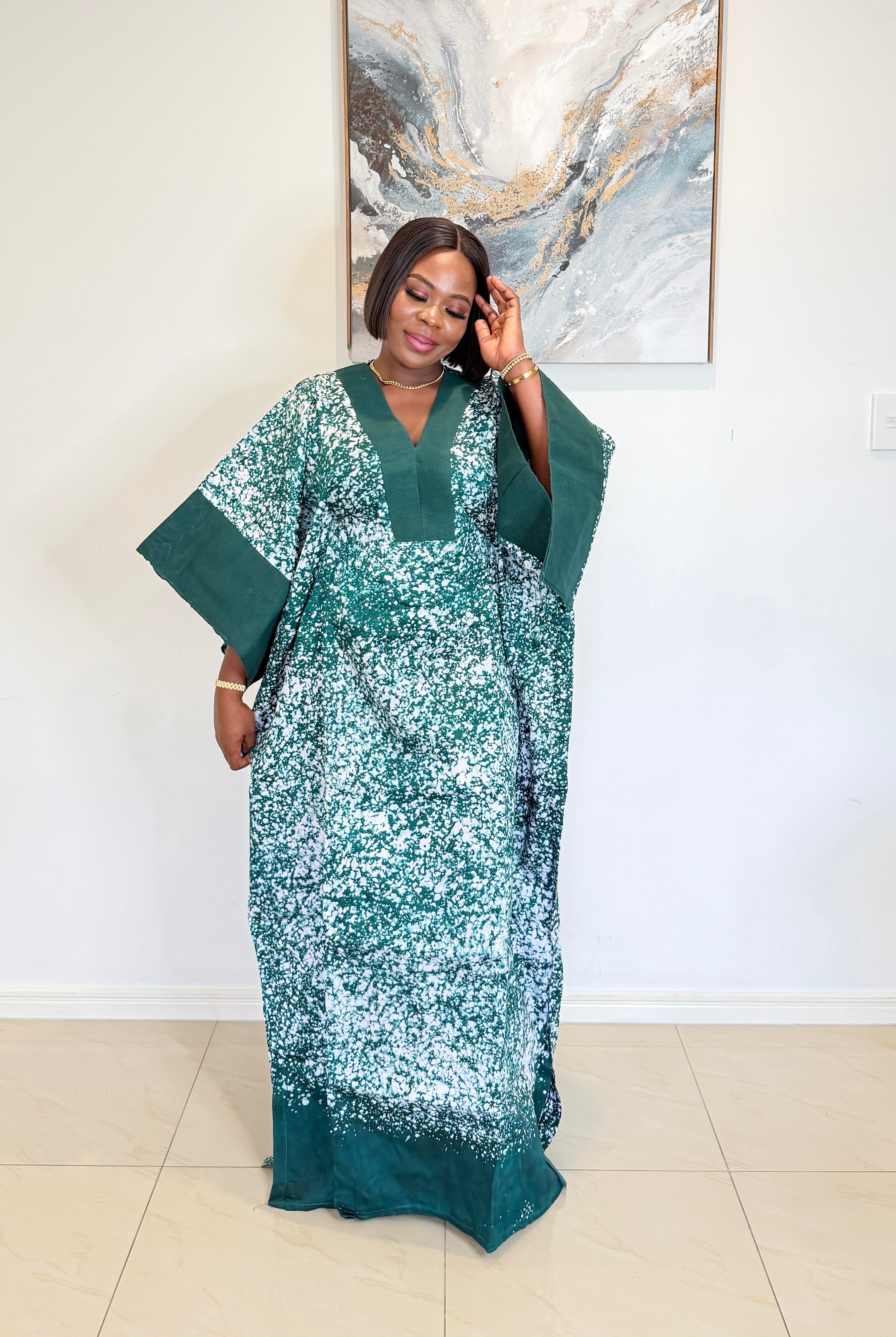 African print bubu dress purple kaftan style