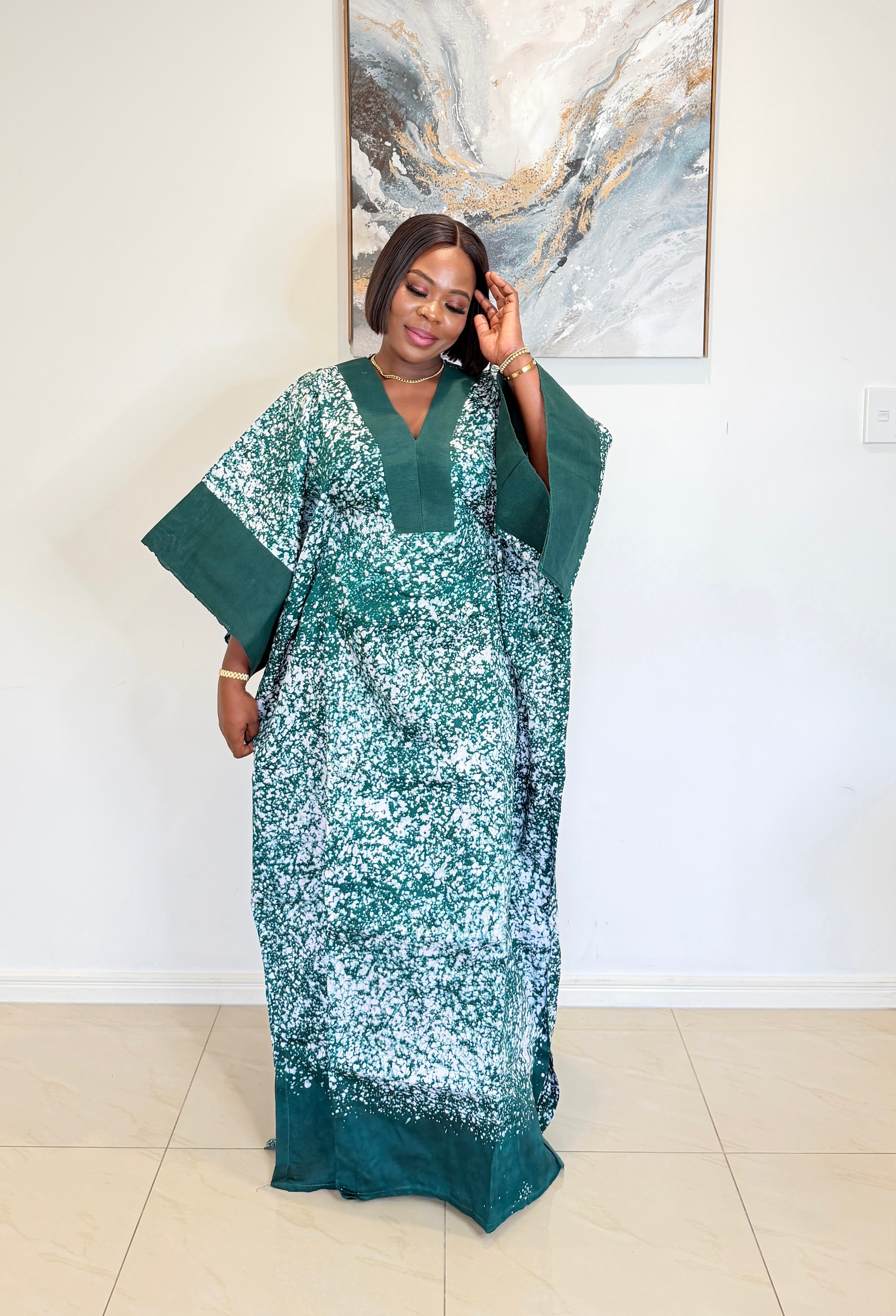 African print bubu dress purple kaftan style