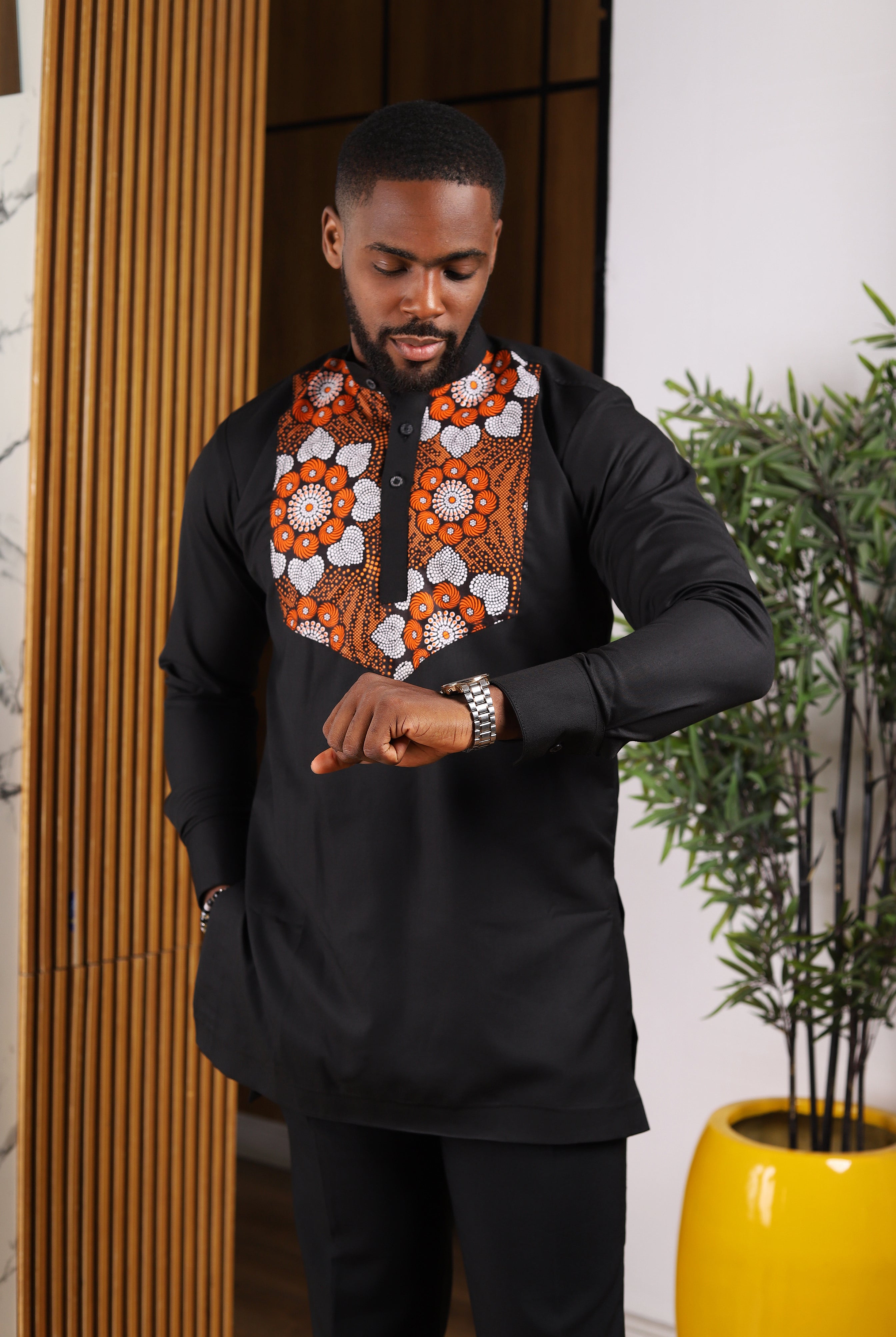 ORANGE PRINT MEN SHIRT
