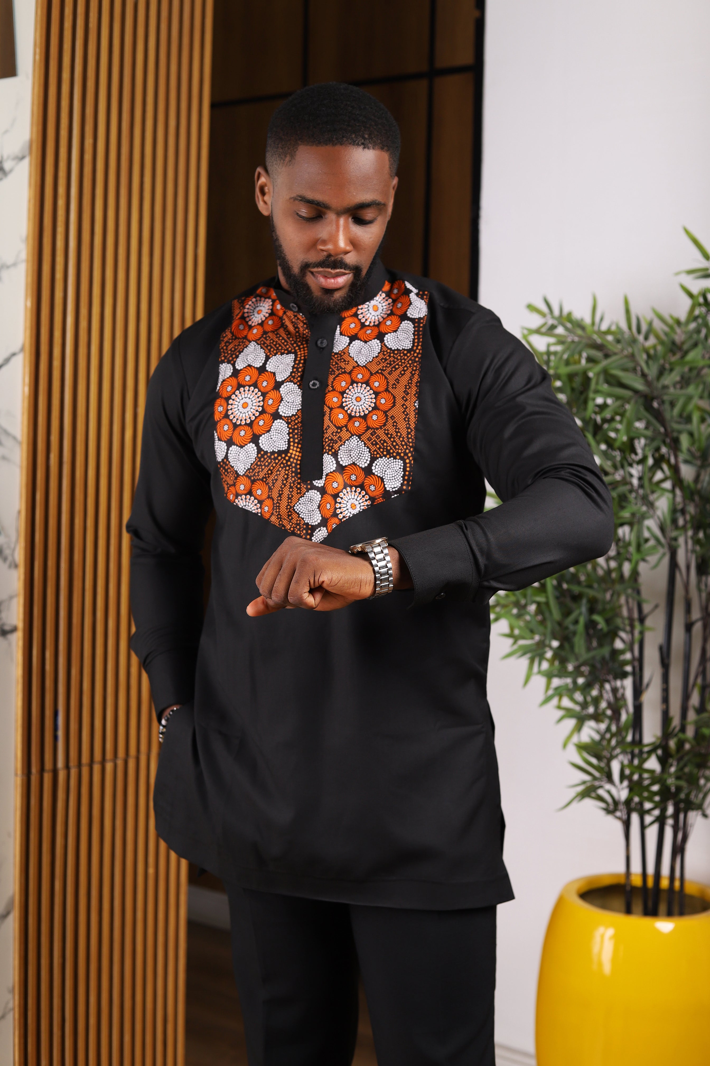 ORANGE PRINT MEN SHIRT