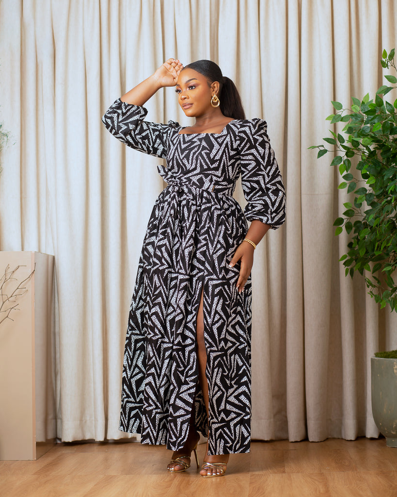 NUNA AFRICAN PRINT MAXI DRESS (LONG SLEEVES )