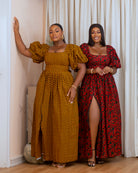 NUNA AFRICAN PRINT MAXI DRESS (SHORT SLEEVES )