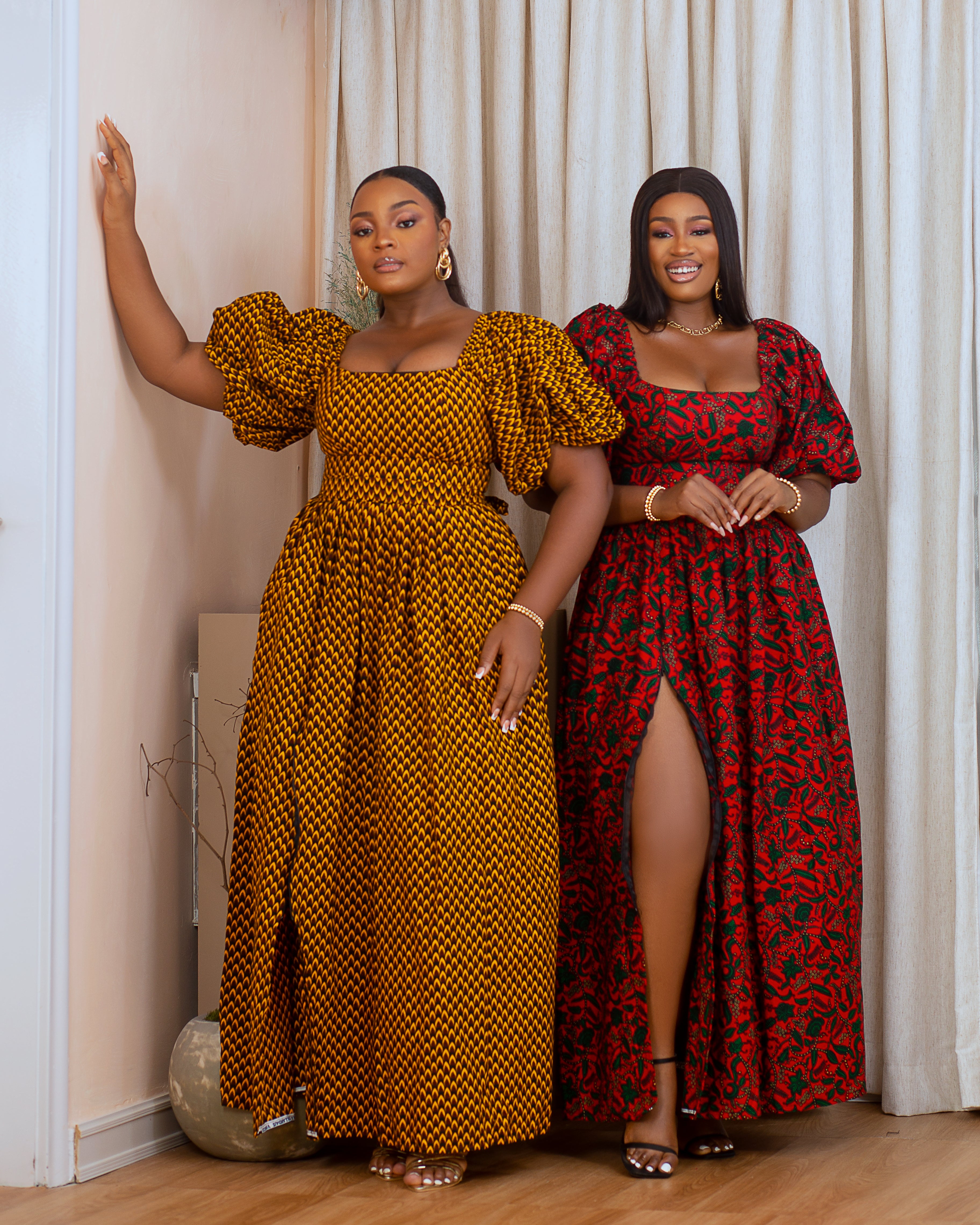 NUNA AFRICAN PRINT MAXI DRESS (SHORT SLEEVES )