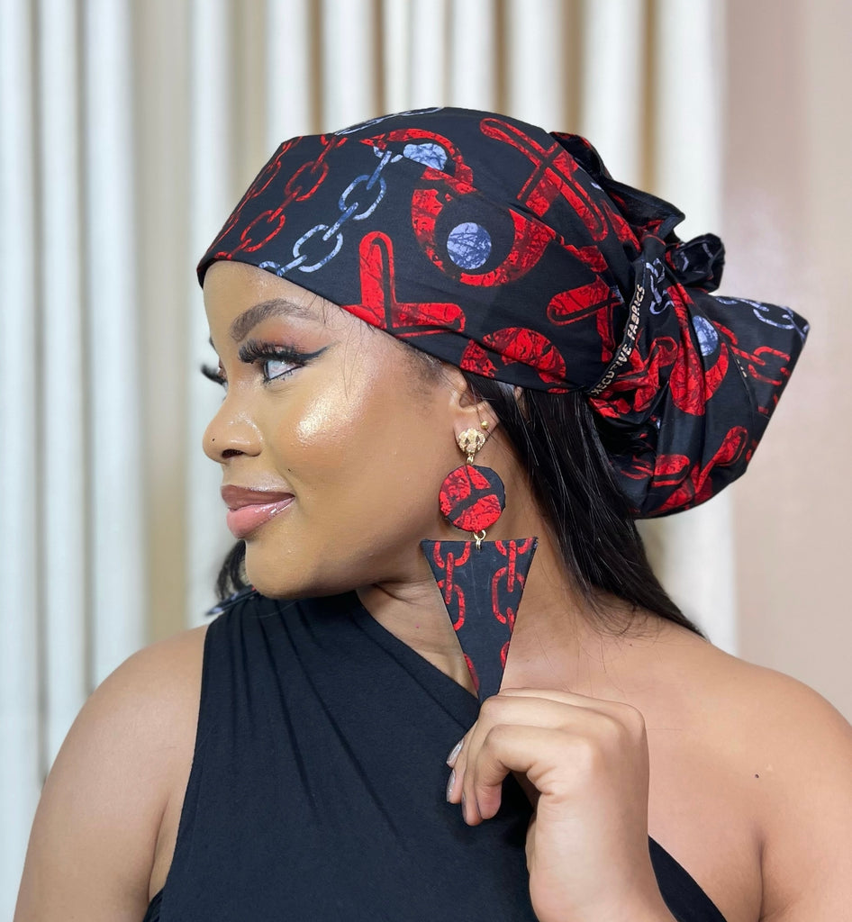 Red pattern headwrap