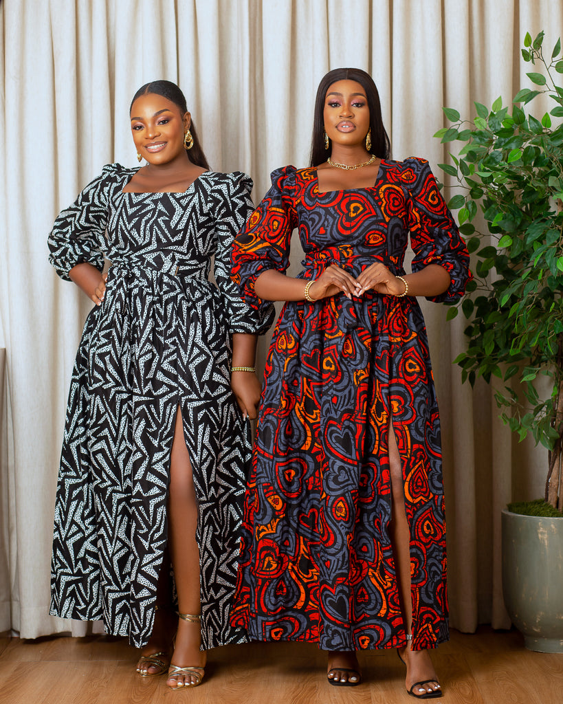 NUNA AFRICAN PRINT MAXI DRESS (LONG SLEEVES )