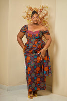 Kioni Dress - Vibrant African Ankara Off-Shoulder Maxi Dress