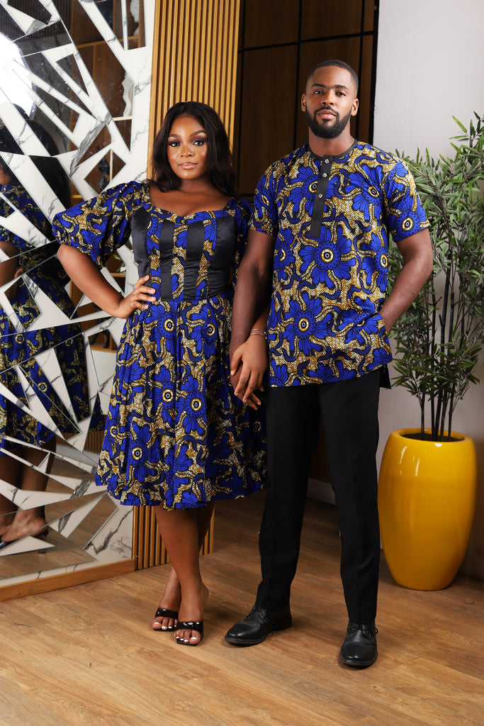 AFRICAN PRINT BLUE MEN SHIRT